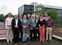 V. l. n. r.: Prof. Kristian Müller, Prof. Karl Friehs, Prof. Thomas Noll, Dr. Anke Rattenholl, Dr. Joe-Max Risse, Prof. Dirk Lütkemeyer, Dr. Heino Büntemeyer, Dr. Sonja Siwiora-Brenke, Prof. Frank. Gudermann, Prof. Anant Patel (nicht im Bild: Dr. Raimund Hoffrogge). Foto: Fachhochschule Bielefeld