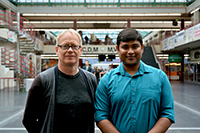Professor Dr Dominik Schwarz and Dr Aritra Basu of the astroparticle physics and cosmology research group. Photo: Bielefeld University