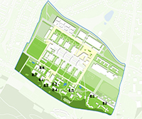 Bild: Das Gelände des Campus Süd im Überblick. Visualisierung: AS+P Albert Speer + Partner