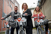 Bild: Die Leihräder können an unterschiedlichen Stationen in der Stadt wie auch an der Universität geliehen und zurückgegeben werden. Foto: moBiel / S. Ruthe