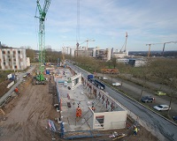 Bild: Über die Webcam der Firma Goldbeck lässt sich der aktuelle Baufortschritt des Gebäudes R.2 im Bauportal der Universität Bielefeld beobachten.