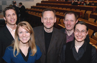 BWL in OWL II:  v.links: Dipl.Kfm. Christian Ullrich, Martina Müller, Prof. Dr. Hermann Jahnke, Prof. Dr. Reinhold Decker, Dipl.Kffr. Silvia Raskovic