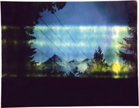 Ausstellung „Tell me your story – I give you my image“.Nicolai Rapp, Berg mit Seilbahn, 2010, Polaroid-Inkjet-Print, gerahmt, 120x100cm