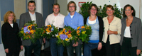 Preisträger und Betreuer (v.l.): Prof. Dr. Doris Schaeffer, Dr. Jacob Spallek, Gunnar Geuter , Torben Vahle, Iris Pape, Prof. Dr. Claudia Hornberg und Anja Schmidtpott (Referentin des Vorstandes der AOK NordWest). 