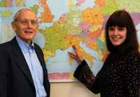 Professor Hans-Uwe Otto (left) and Dr. Alkje Sommerfeld are coordinating the research project involving 12 European partners. The project is studying equal opportunities for disadvantaged young people in Europe. Photo: Bielefeld University
