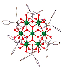 Das magnetische Molekül „Gd<sub>7</sub>“, das in dem Tieftemperaturexperiment eingesetzt wurde, hat die geometrische Struktur einer Schneeflocke. Foto: Nature Communications