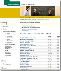 Screenshot der neuen Homepage der Fakultät für Mathematik
