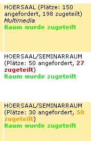 Farbcodes der verschiedenen Raumauslastungssituationen