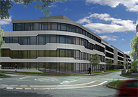 Bild: Das Innovationszentrum entsteht an der Ecke Voltmannstraße / Morgenbreede. Visualisierung: Bielefelder Gemeinnützige Wohnungsgesellschaft mbH