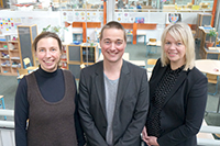 Professor Dr Annette Textor, Dr Christian Timo Zenke, and Nicole Freke (from left to right) are developing methods with which pupils can learn democratic skills in the LabSchoolsEurope project. Photo: Bielefeld University