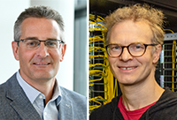 Die Bielefelder Bioinformatiker Prof. Dr. Alexander Sczyrba (li.) und Prof. Dr. Jens Stoye von der Universität Bielefeld gehören zu den Sprecher*innen des neuen Projekts NFDI4Microbiota. Foto li.: Universität Bielefeld, Foto re. : Universität Bielefeld, M.-D. Müller