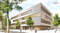 Das Anatomie-Gebäude R.6 auf dem Campus Süd wird sich zukünftig zum zentralen Platz hin öffnen. 