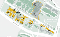 Bild: Zukünftig verläuft der Entwicklungsgang parallel zur Wertherstraße und erschließt so eine Reihe zukünftiger Gebäude auf dem Campus Süd.  