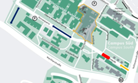 Sperrung der Morgenbrede und temporäre Umleitung für die Zufahrt zum Campus Süd über die Baustraße (für alle Fahrzeuge und in beide Richtungen)