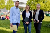 Das Team des Kompetenzzentrums Forschungsdaten: Markus Rump (BITS), Dr. Johanna Vompras (UB) und Anne Gärtner (UB)