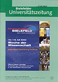 Bild: Titelblatt Bielefelder Universitätszeitung 214/2003