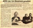 Bild: Buz 215/2003: "Westfalen-Blatt" vom 16. Februar 1972 zur Wahl des 1. AStA der Universität Bielefeld.