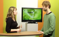 Bild: Im Studio von Campus TV: Moderatorin Theresa Böschen mit Denis Sasse