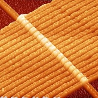 Bild: Mikroskop-Aufnahmen einer Schaltung mit 17 Memristoren: Das Bauelement soll in Zukunft für die Speicherung und Verarbeitung von Daten genutzt werden.