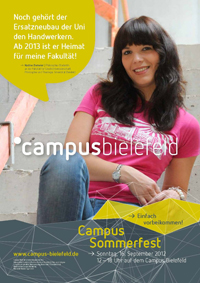 Bild: Plakat-Aktion: Nadine Domeier studiert im nächsten Jahr Philosophie im Ersatzneubau.