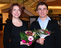 Bild: Olga Velgosha und Sulkhan Abashidze erhielten den Preis des Vereins zur Förderung internationaler Studierender.
