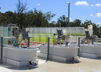 Bild: Die Mikroalgen werden zu Testzwecken sowohl in einem geschlossenen Röhrensystem als auch in offenen Wannen gezüchtet. Foto: University of Queensland