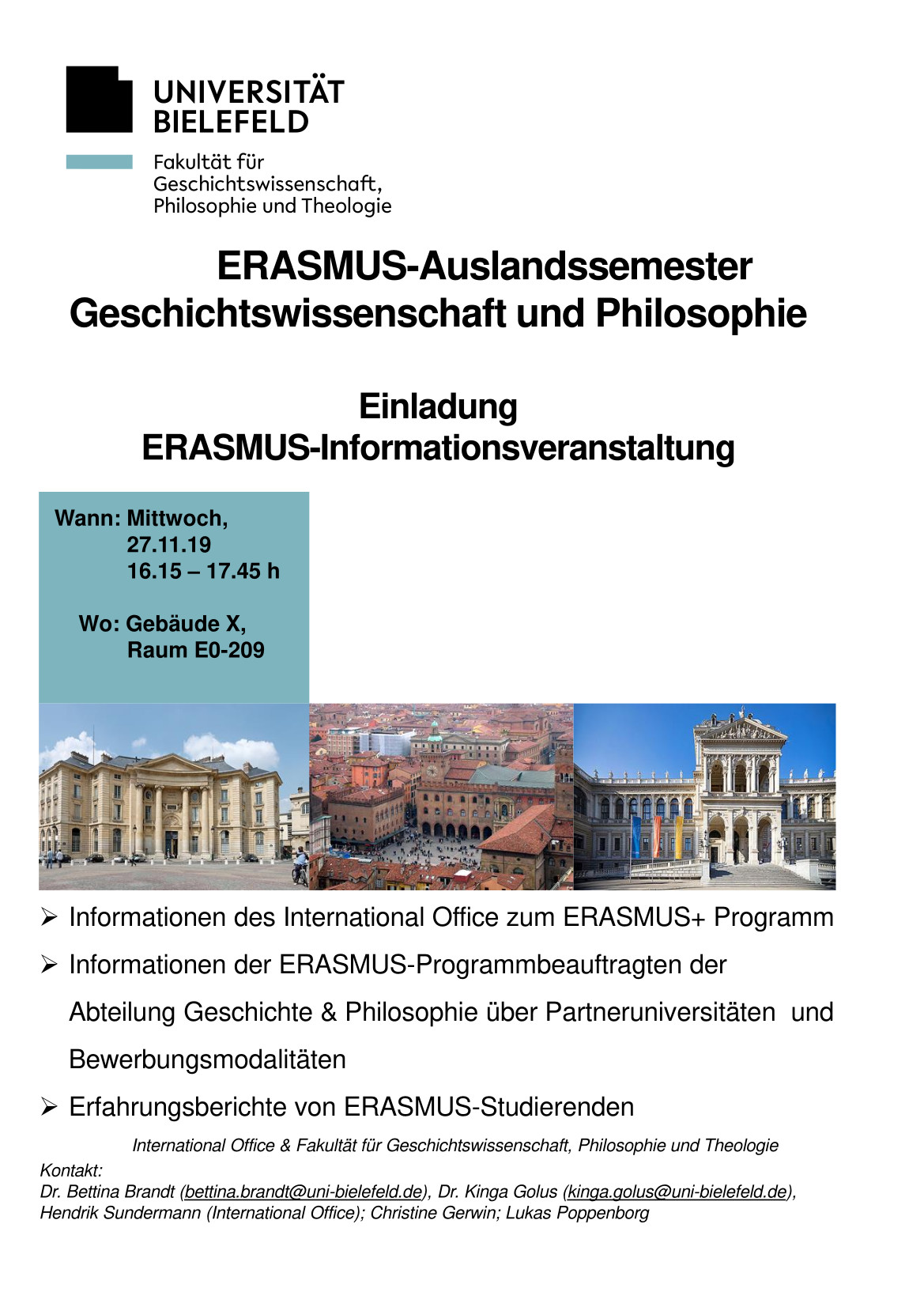 Poster für das ERASMUS Programm