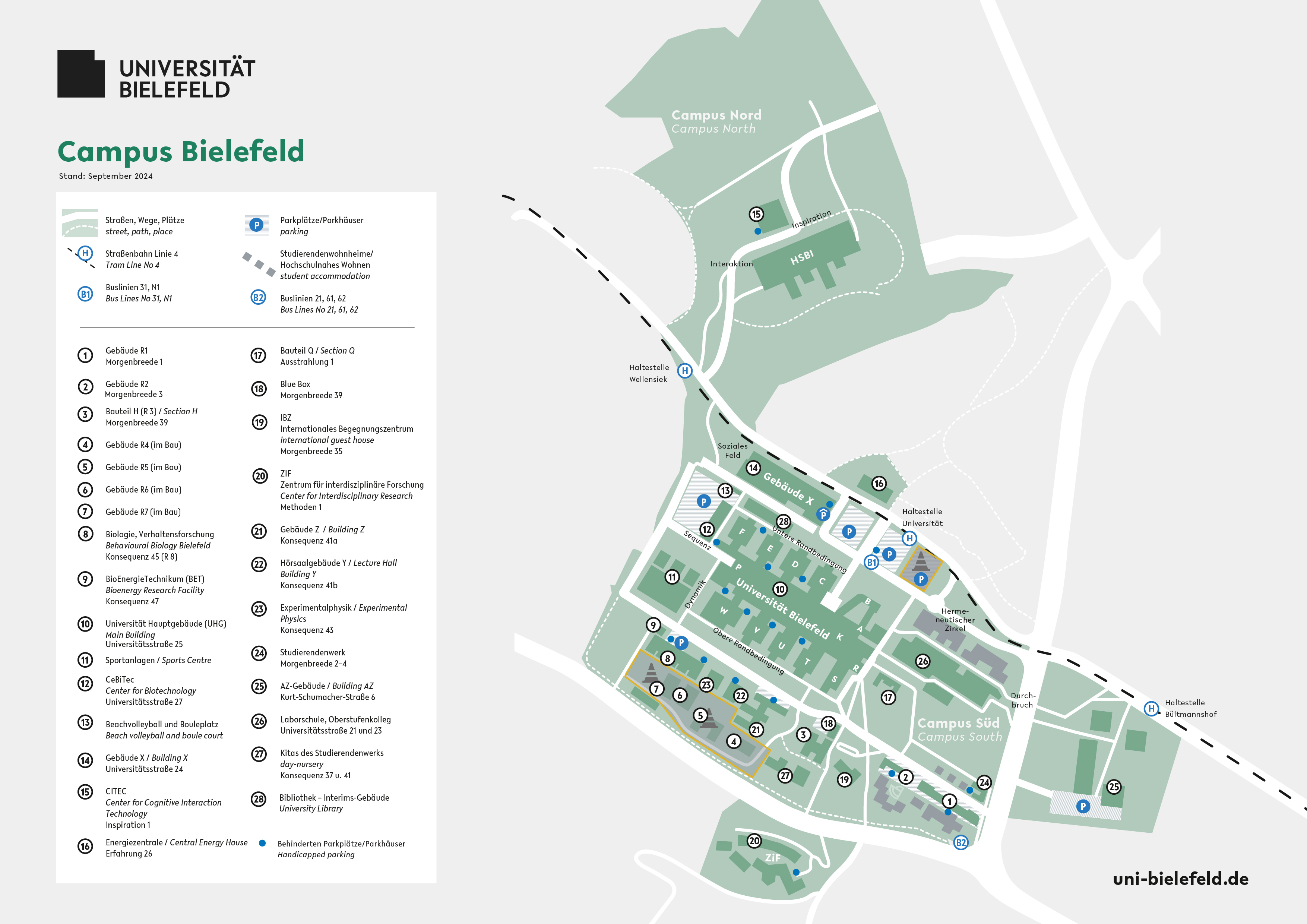 Campusplan der Universitaet Bielefeld